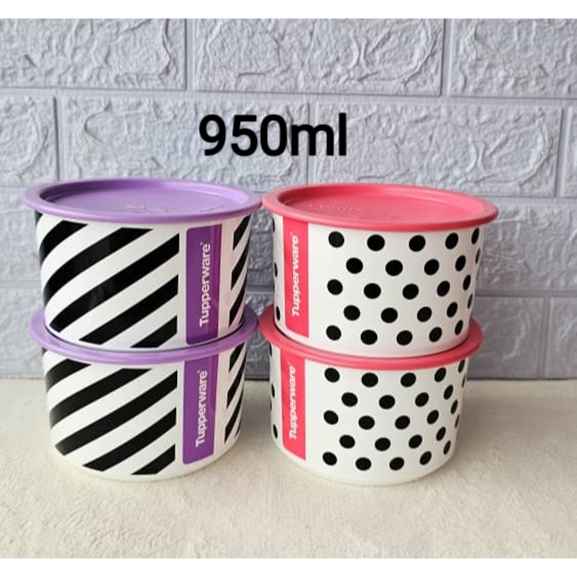 Tupperware Dots &amp; Stripes One Touch 940ml ( 2 ชิ ้ น )