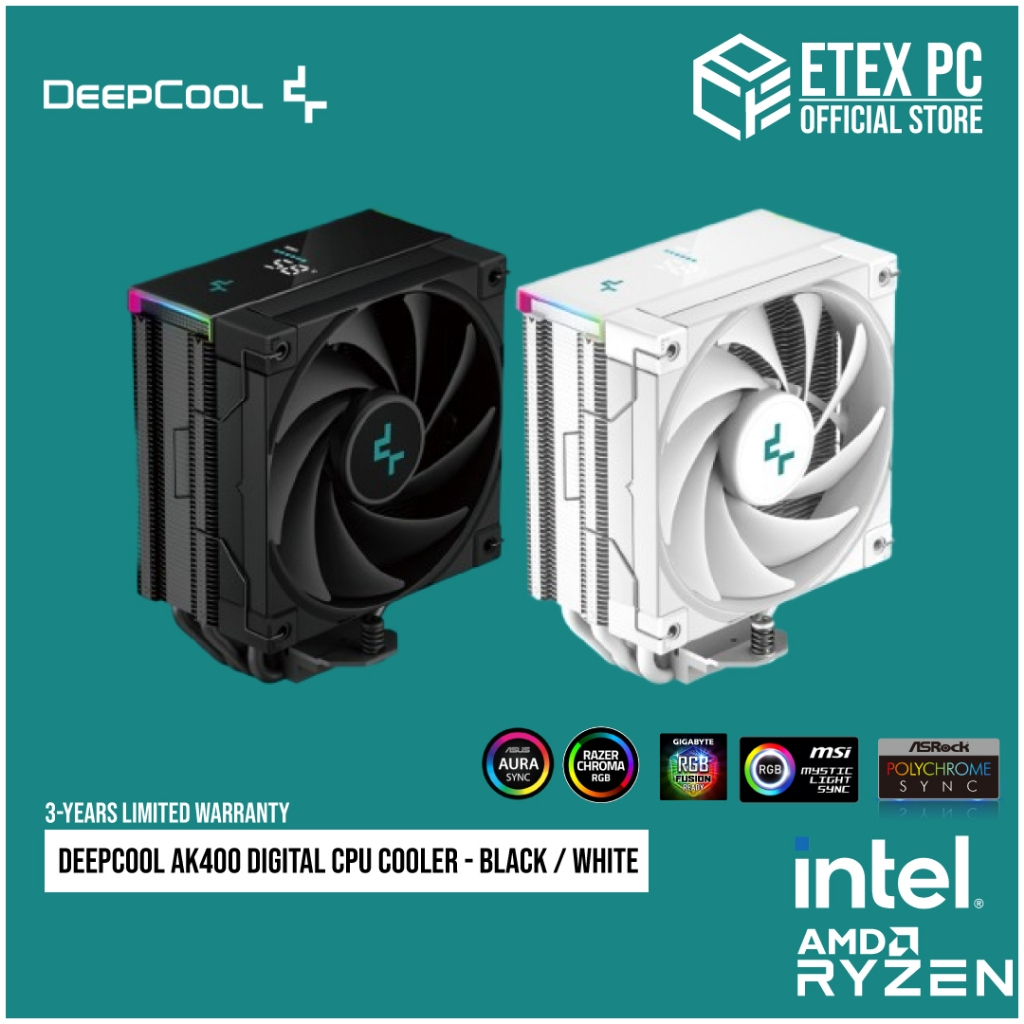 DeepCool AK400 Digital CPU Cooler - สีดํา/ขาว R-AK400-BKADMN-G / R-AK400-WHADMN-G