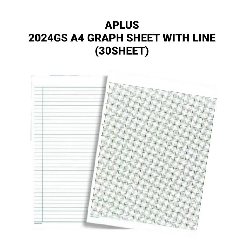 (4PKTS) APLUS 2024GS A4 Graph Sheet With Line 2MM Square 30SHEET 标纸 X 4PKTS