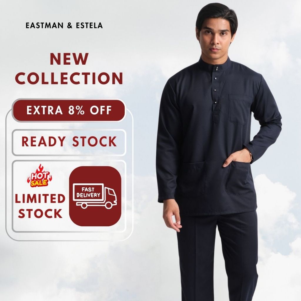 🔥 🔥 BAJU MELAYU CAKAK MUANG ABRAHAM SLIM FIT (NAVY BLUE)