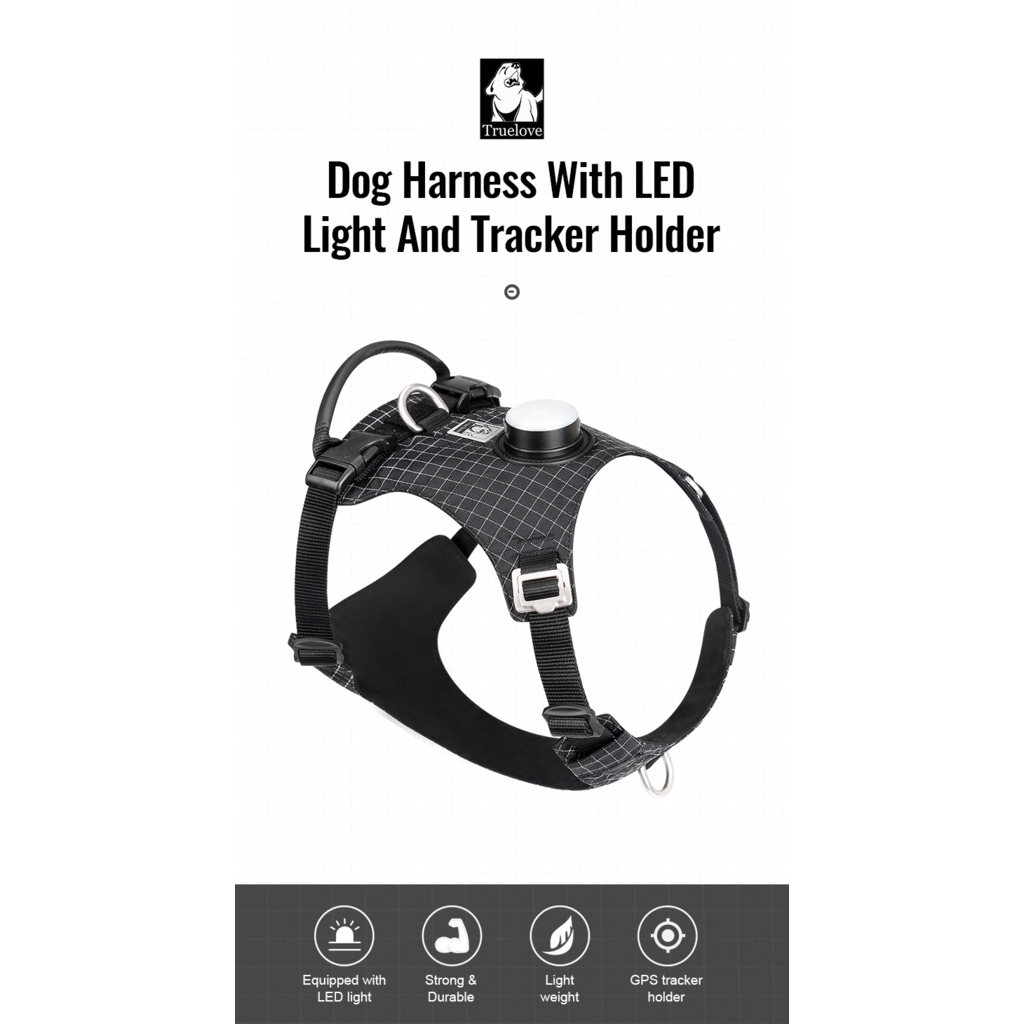 Truelove No Pull Dog Harness LED Tracker Holder