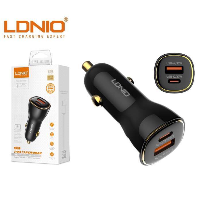LDNIO C103 60W PD QC Super Fast Car charger / LDNIO C104 60W Dual PD Super Fast Car charger