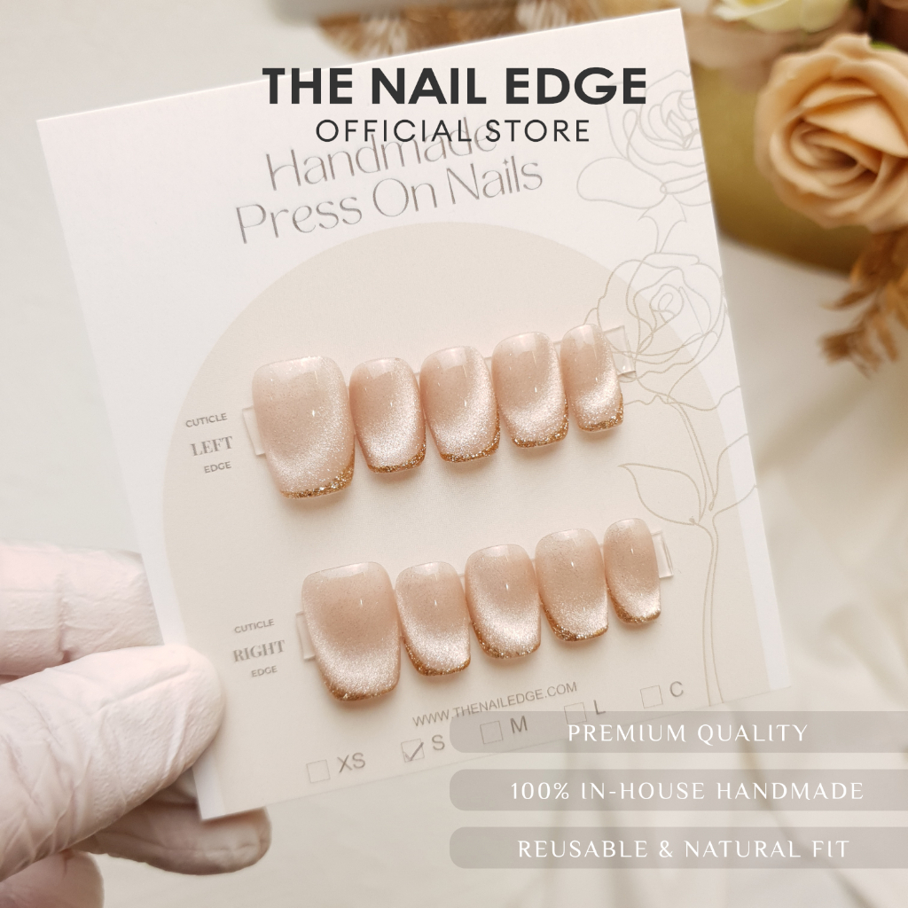 TheNailEdge Premium Handmade Press-On Nails - เบจอ่อน M022