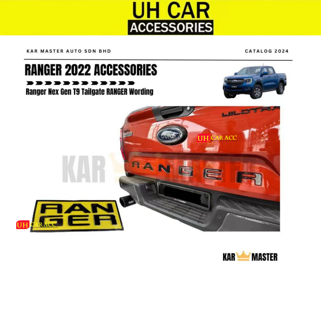 FORD RANGER T9 XL XLT WILDTRAK 2022 2023 2024 ด้านหลังAILGATE TRUNK RANGER WORDING LOGO EMBLEM WORD