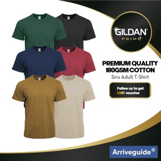 Gildan Prime x Arrive Guide Prime Siro Premium Cotton 180gsm Compact T-Shirt Unisex Men Tshirt Baju Kosong Lelaki AG180