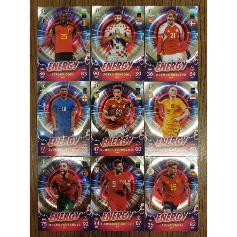 Topps Match Attax UEFA Euro 2024 - การ์ดพลังงาน (Yamal, Bellingham ฯลฯ)