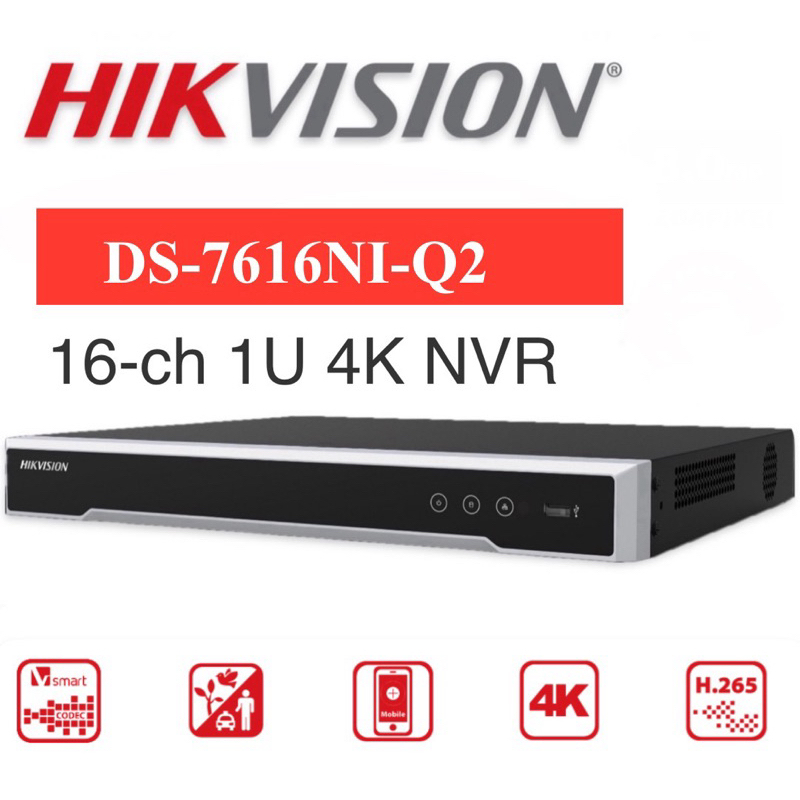 HIKVISION DS-7616NI-Q2 16CH 4K NVR ไม่มีสวิตช์ POE