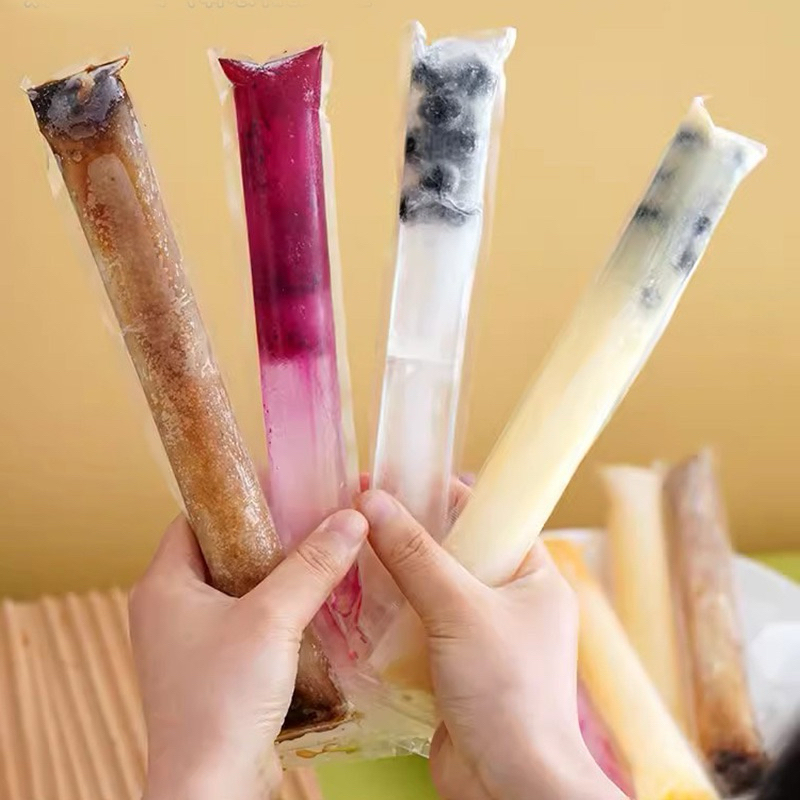 50 ชิ้น Plastik Aiskrim Ziplock ไอศกรีมยาวถุงพลาสติก Popsicle Disposable Ziplock