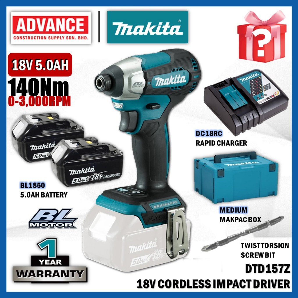 MAKITA DTD157Z / DTD157RAJ 18V ไดร์เวอร์กระแทกไร้สาย 140Nm