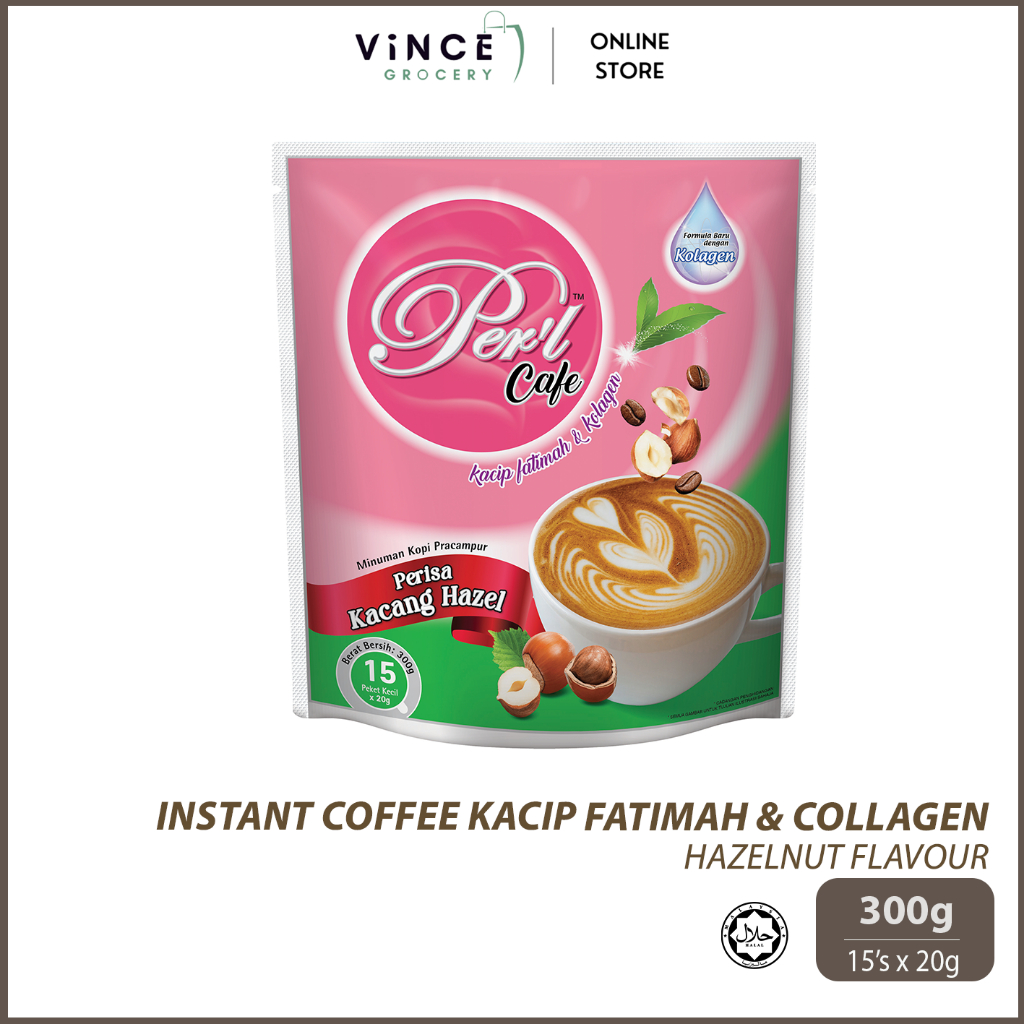 PERL CAFÉ กาแฟสําเร็จรูป Kacip Fatimah และคอลลาเจนเฮเซลนัท | 300G [15s x 20G]