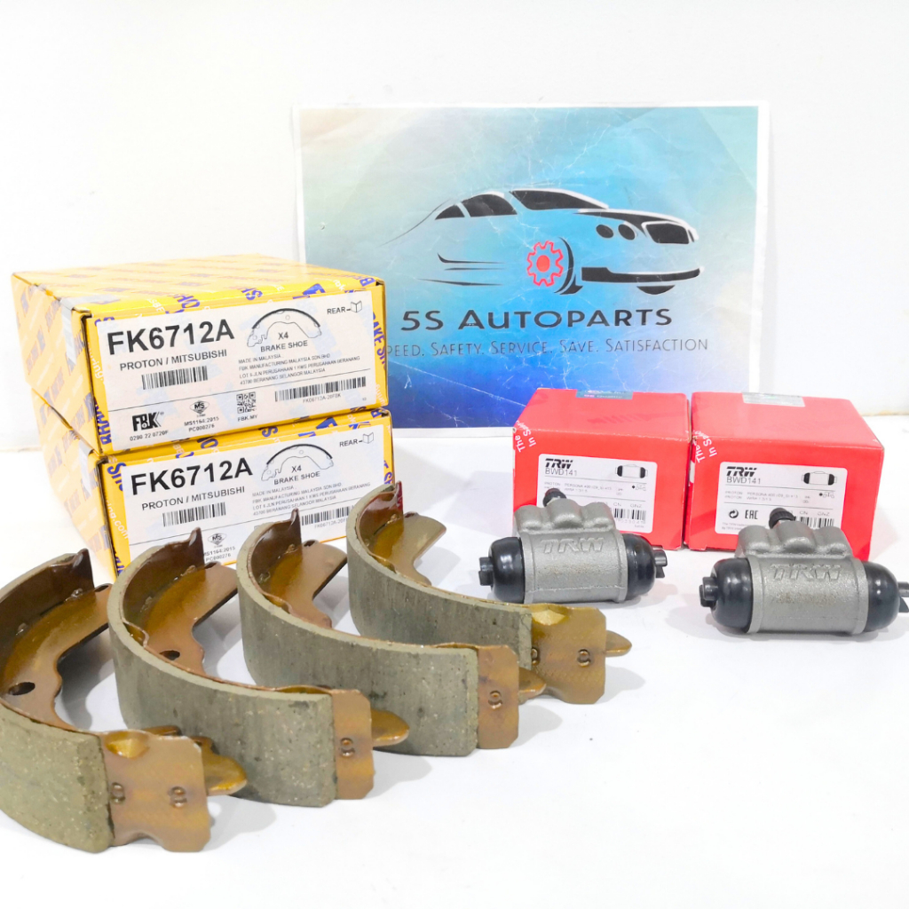 FBK & TRW Proton Saga Iswara 12V, Wira1.3/1.5 ผ้าเบรค (FK6712A) & ปั้มเบรค ( BWD141)