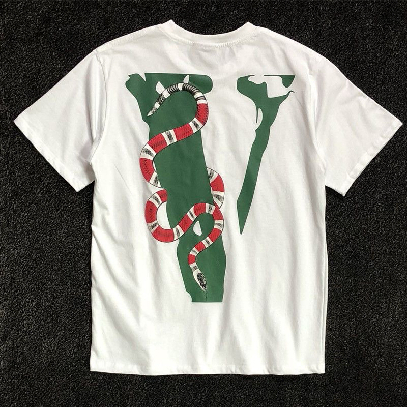 Street Wear VLONE Snake Designs Full Cotton Tee Crew Neck Loose T-shirt