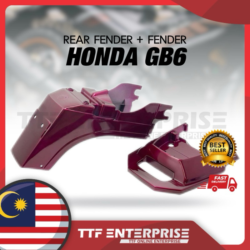 HONDA GB6 REAR FENDER + PLATE (MAROON) TL MAGAT MUDGUARD BELAKANG EKOR BELAKANG COVER GB 6 GB6