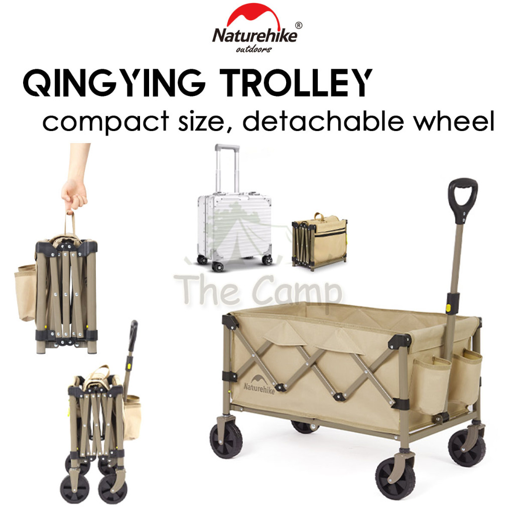 Naturehike QingYing Compact Wagon รถเข็นรถเข็นเบรค 250L 110L ล้อที่ถอดออกได้พับได้ CNK2350JJ012