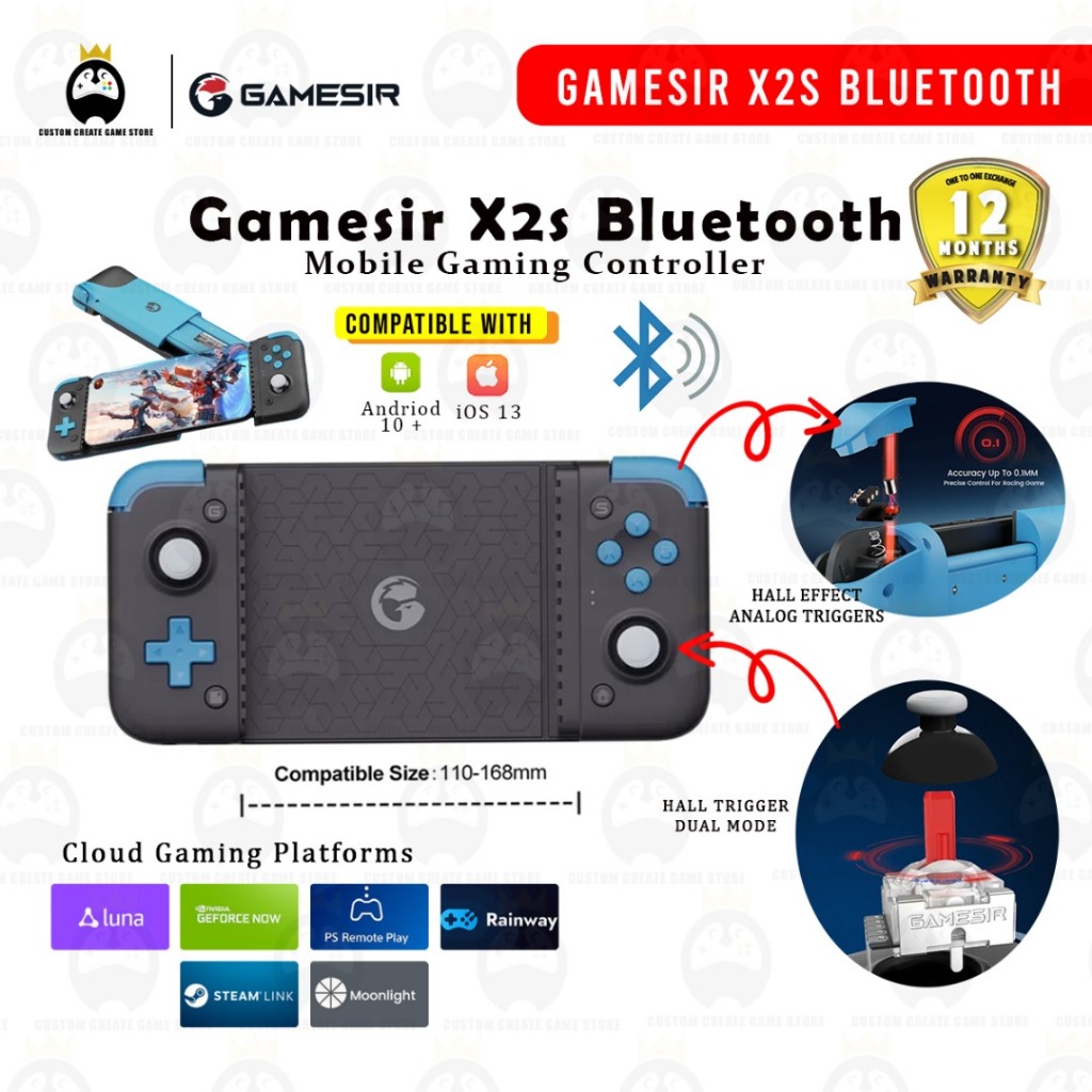 Gamesir X2 X2S บลูทูธเกมมือถือคอนโทรลเลอร์เกมไร้สายสําหรับ Android และ iOS iPhone Cloud Gaming Xbox 