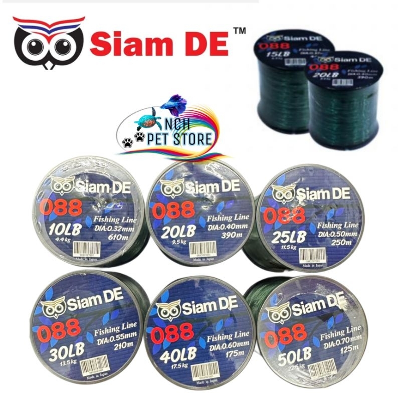TALI TANGSI 1/4 SIAM DE 088 MONO FISHING LINE ขนาด: 10LB 15LB 20LB 25LB 30LB 40LB 50LB