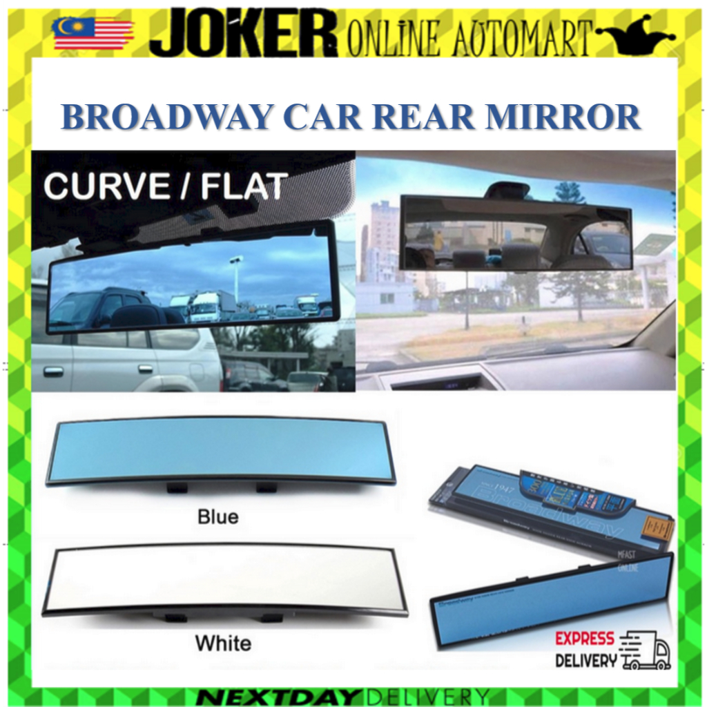 (300 มม.) NAPOLEX BW-147 BW-746 Broadway รถด้านหลัง BLUE FLAT/CONVEX กระจกสีฟ้า