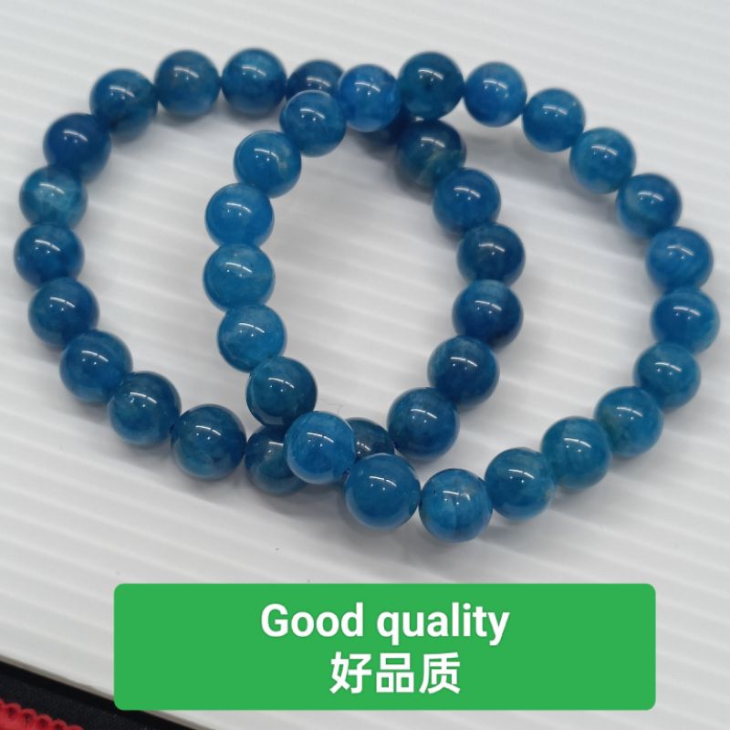 Blue Apatite Natural Bracelet 纯天然 蓝手7-13MM