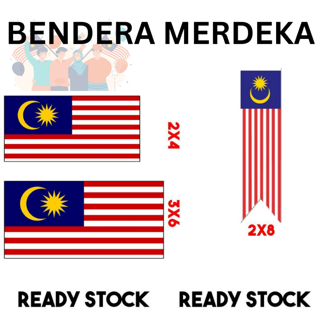 Merdeka Flag Bundle Flag Bunting Hand Flag Bendera 2x4ft Bendera Negeri Bendera 3x6ft