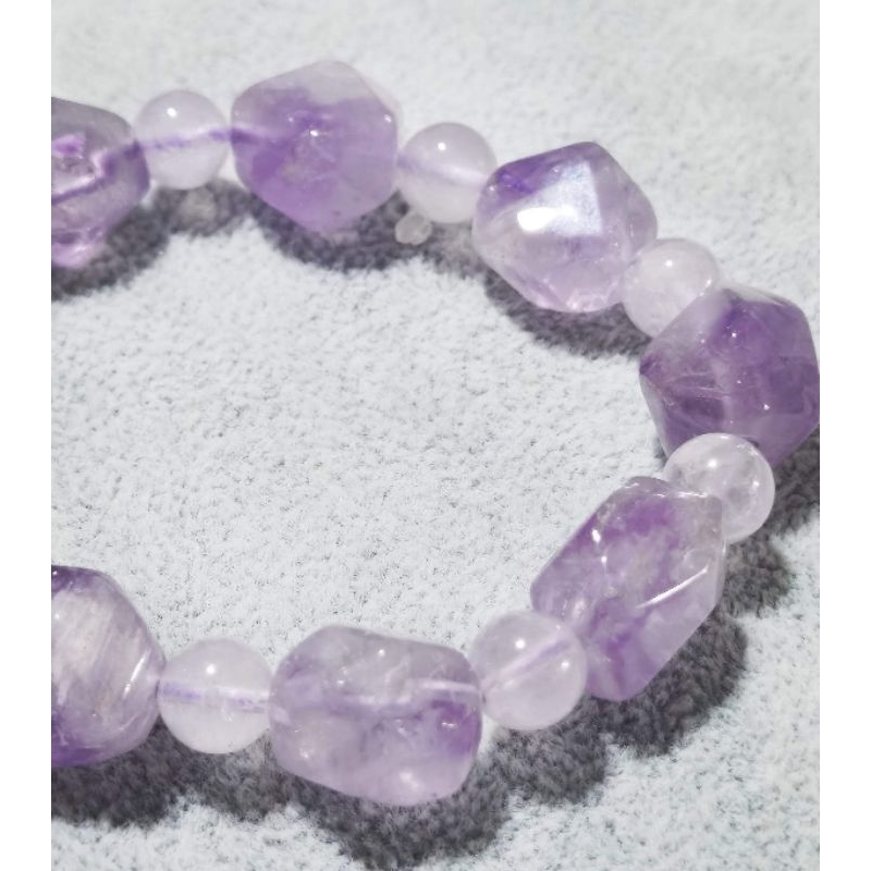 สร้อยข้อมือ Amethyst 天然形手 Natural Lavender Amethyst Bracelet AS0632