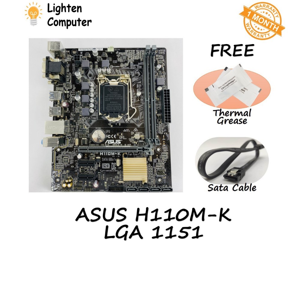 เมนบอร์ด ASUS H110M-K เมนบอร์ด H110 LGA 1151 6th 7th Gen Intel mATX micro ATX