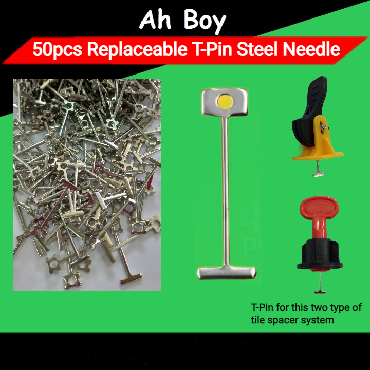 50pcs เปลี่ยน T-Pin เข็มเหล็กสําหรับ Tile Spacer ระบบนํากลับมาใช้ใหม่ T-Shape สําหรับ Flooring Wall 