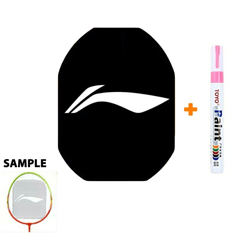 ไม้แบดมินตัน Li-Ning LOGO Card Tennis Mark Stencil Board String Logo + 1x PINK Marker Pen