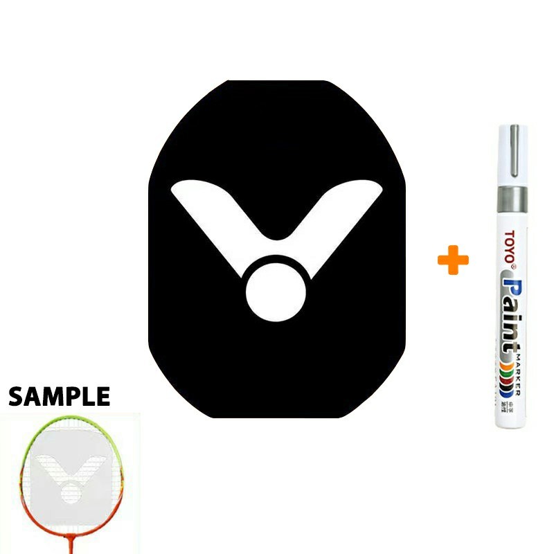 ไม้แบดมินตัน VICTOR LOGO Card Tennis Mark Stencil Board String Logo + 1x SILVER Marker Pen