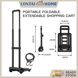 LONTAI Versatile Heavy Duty Portable Foldable Extendable Shopping Cart Steel Trolley With Rubber