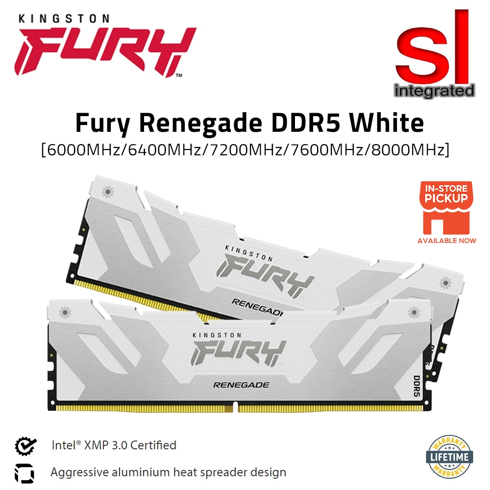 Kingston FURY Renegade DDR5 White Desktop Gaming RAM - 6000MHz/6400MHz/7200MHz/7600MHz/8000MHz