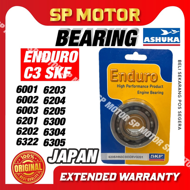 1PCS SKF Enduro แบริ่ง 6203/6202/6201/6002/6003/6204/6300/6301/6303/6205/6304/6305/63/22/6207 SPL