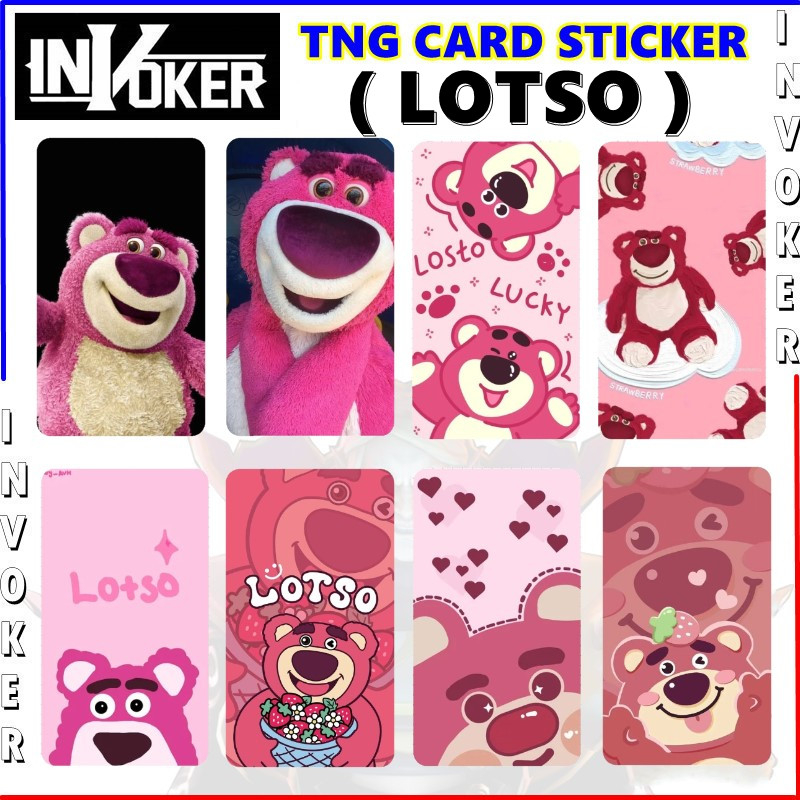 LOTSO STRAWBERRY BEAR - ฝาครอบสติ๊กเกอร์การ์ด Touch n Go (กันน้ํา คุณภาพสูง) , สติ๊กเกอร์ TNG CARD /