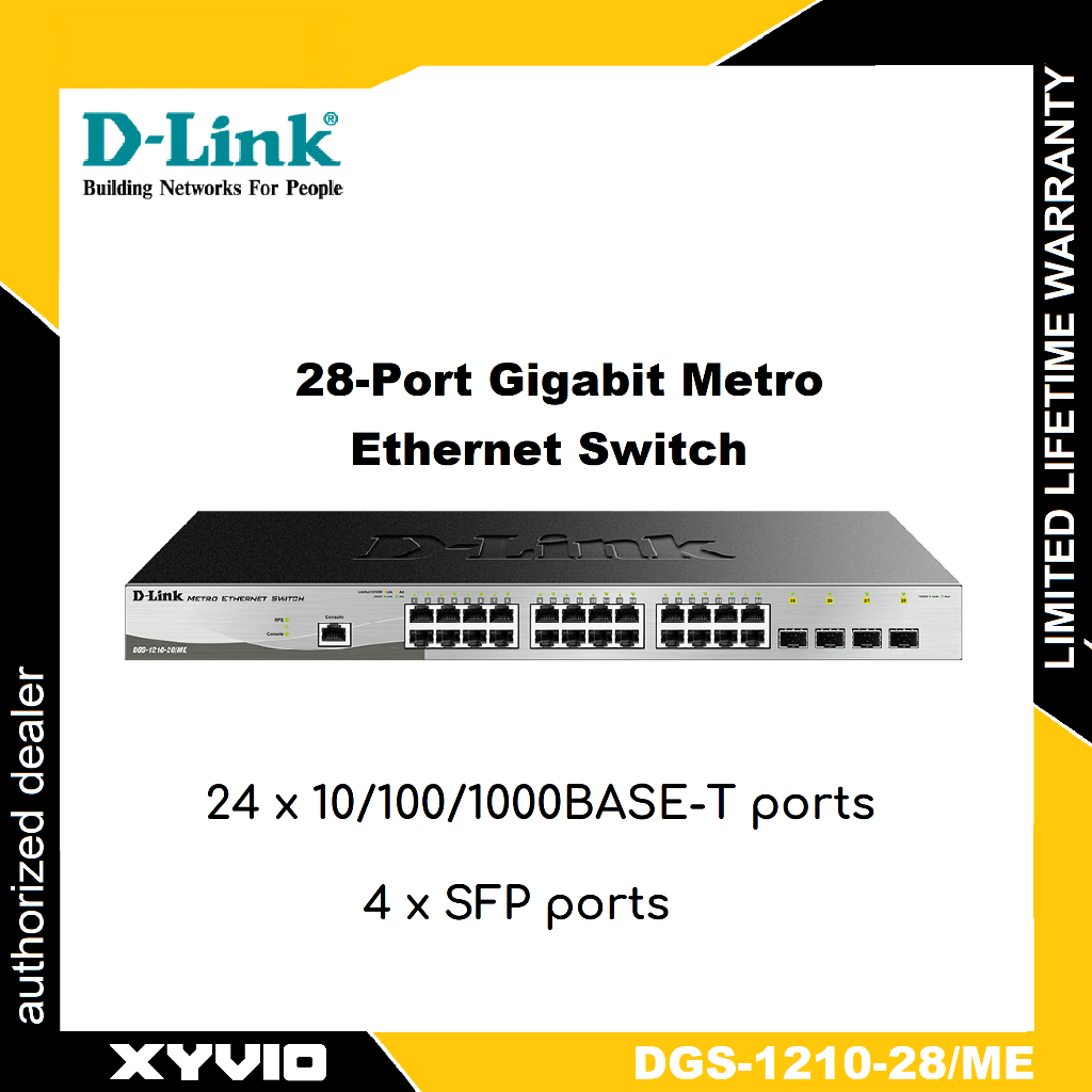D-LINK DGS-1210-28/ME สวิตช์อีเธอร์เน็ต Gigabit Metro ขนาด 28 พอร์ต