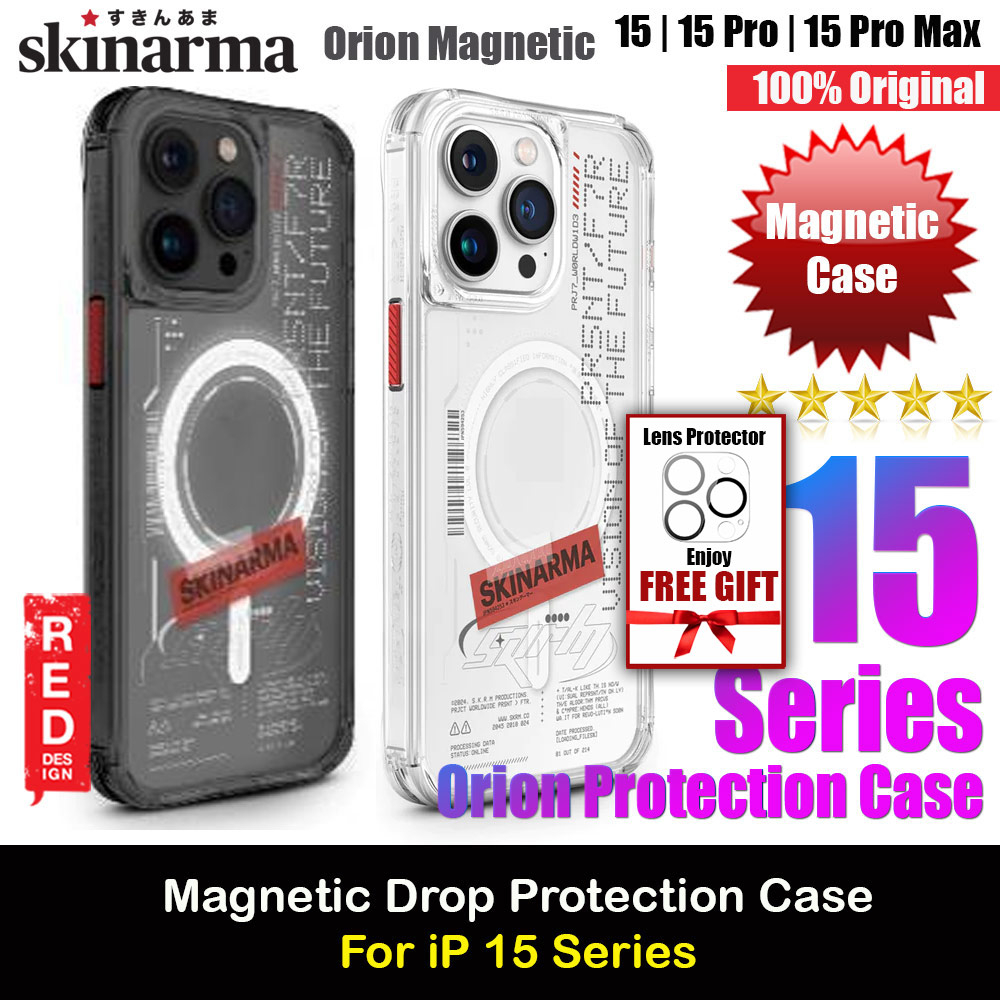 Skinarma Orion Protection พร้อมเคสชาร์จแม่เหล็กสําหรับ iPhone 15 Pro Max 6.7 iPhone 15 Pro 6.1 (สีดํ