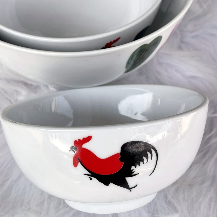 Vintage หนาคุณภาพ Ayam Mangkuk Rooster Porcelain ชามชามข้าวชามซุปชามกลม 6" 7" 9"
