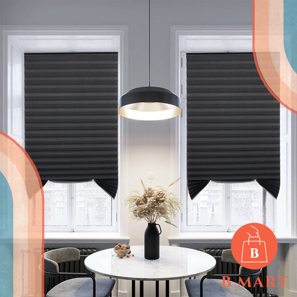 CURTAIN BLINDS PLEATED BLIND SHEER WINDOW FRAME STICK ON BLINDS พร้อมคลิป