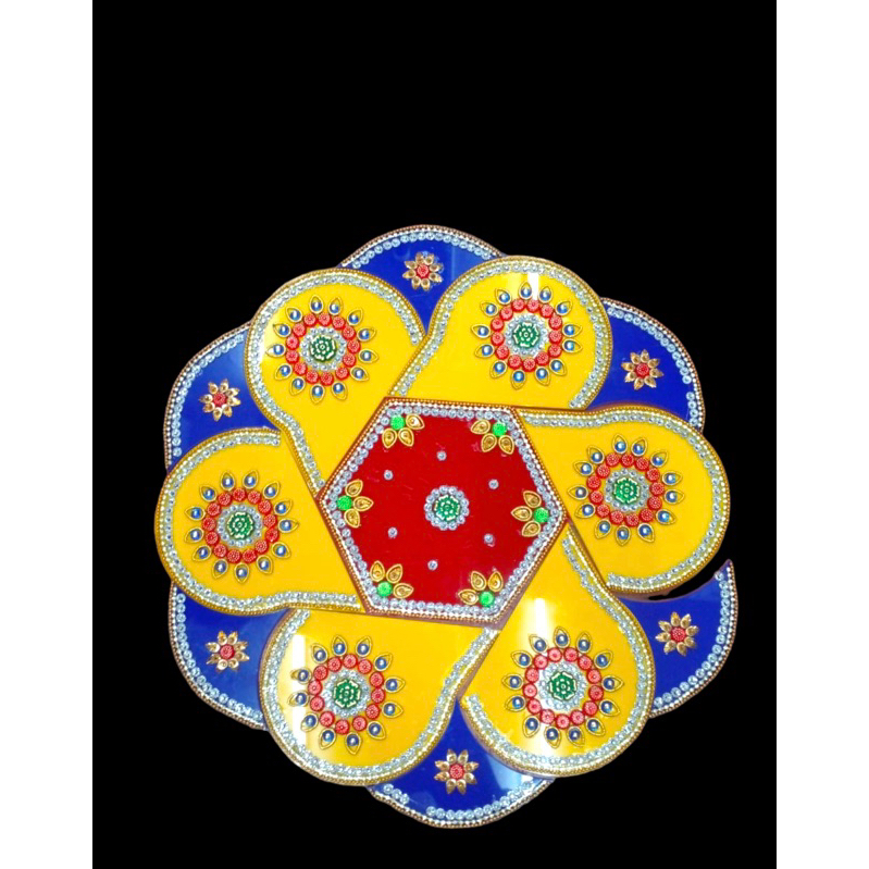 Crafts Designer Kundan Kolam Rangoli ชุดอะคริลิคทําด้วยมือ Rangoli ออกแบบแบบดั้งเดิมหลากสีปรับ Rango