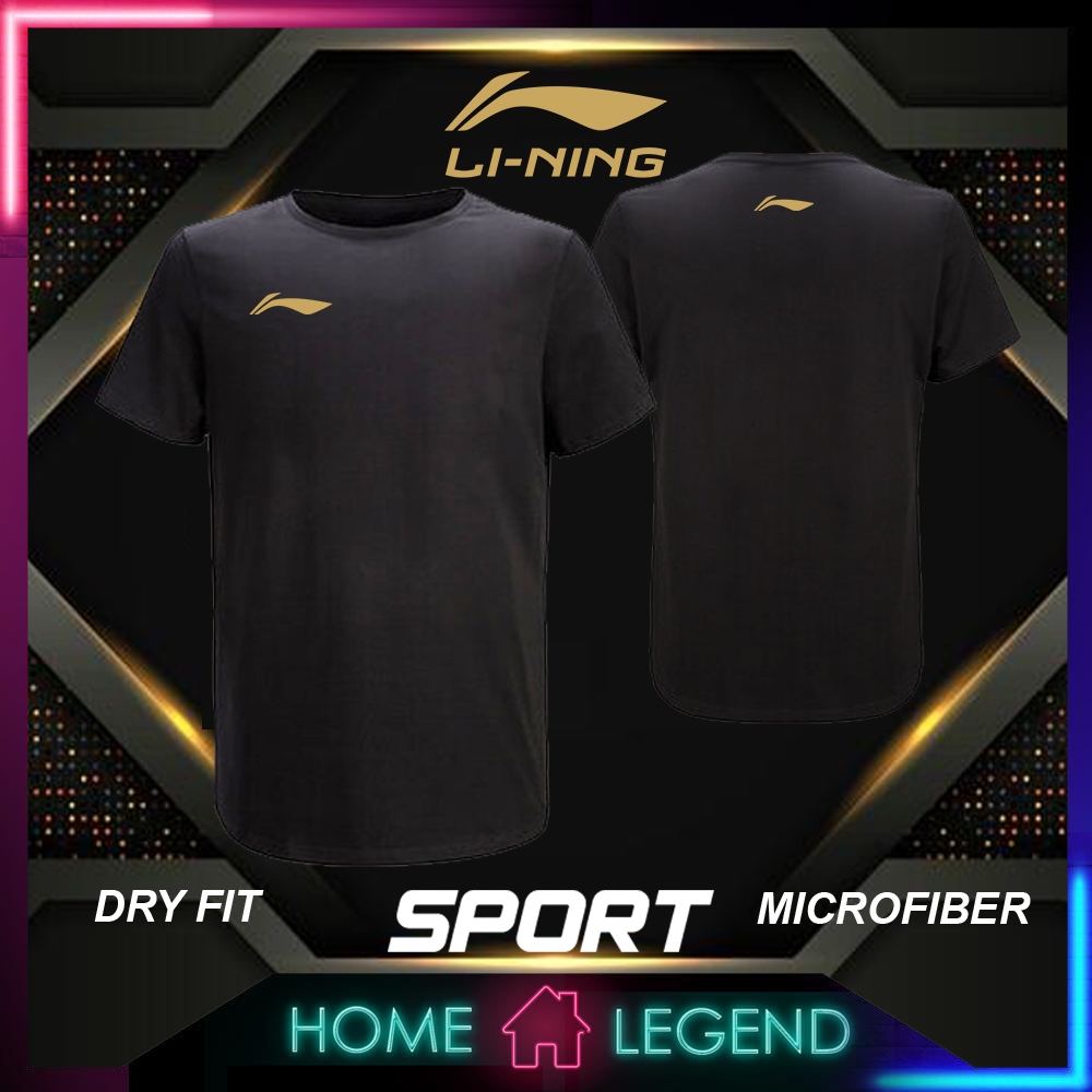 ‎️‍ ️‍ Lining 2 GOLD Microfiber T เสื้อ Tshirt Tee กีฬารอบกีฬา Quick Dry Baju Unisex ผู้ชายผู้หญิง
