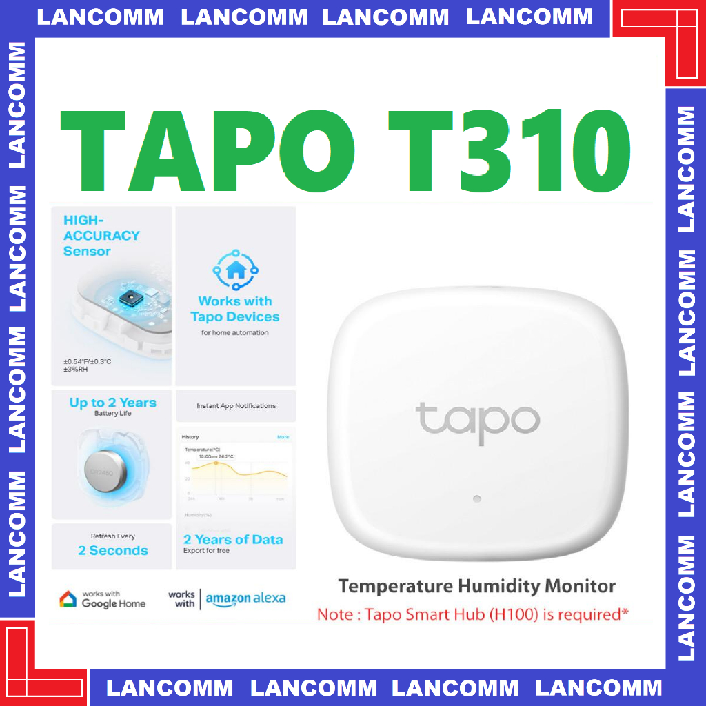 Tapo T310 เครื่องวัดความชื้นและอุณหภูมิอัจฉริยะ (Tapo H100 / T315 / T100 / T110 / S200B / S200D )