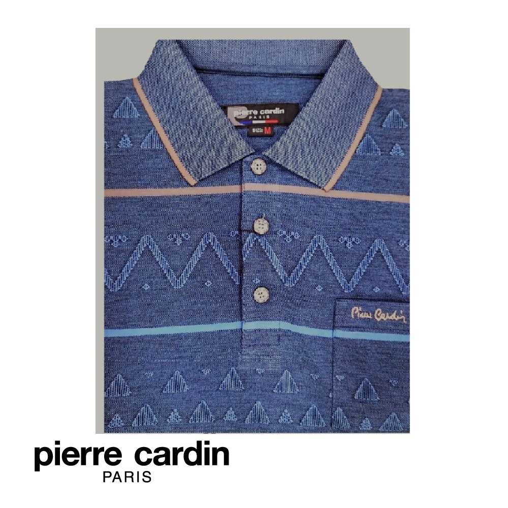 Pierre Cardin เสื้อยืดโปโล แขนสั้น ย้อมสี สีฟ้า สําหรับผู้ชาย - W3514F-11395