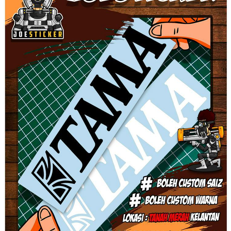 TAMA DRUM สติ๊กเกอร์ PELBAGAI SAIZ