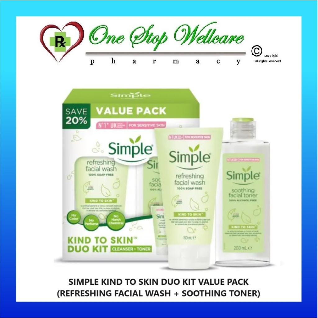 SIMPLE KIND TO SKIN DUO KIT VALUE PACK (RESHING FACIAL WASH + SOOTHING TONER)