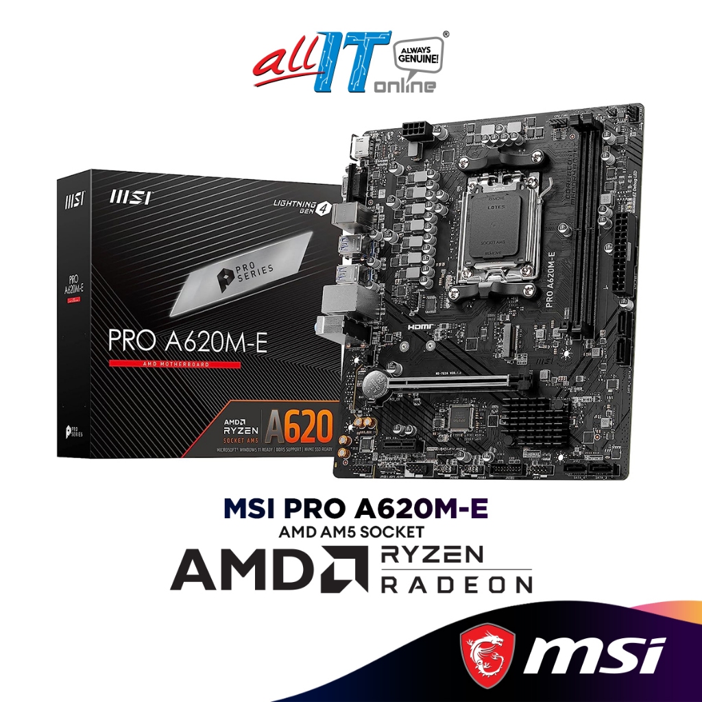 MSI PRO A620M-E Micro ATX (mATX) เมนบอร์ด AMD AMD AM5 ซ็อกเก็ต