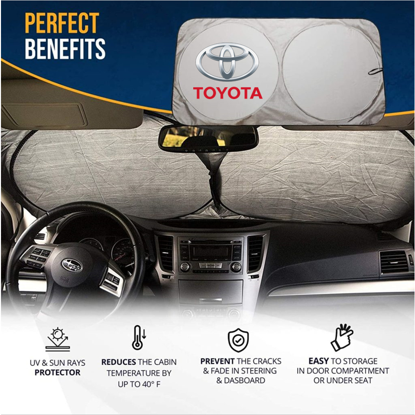 Toyota Vios Altis Camry Estima Voxy Sienta Vellfire Alphard Yaris Cross OEM Custom Fit ม่านบังแดดกระจกหน้า