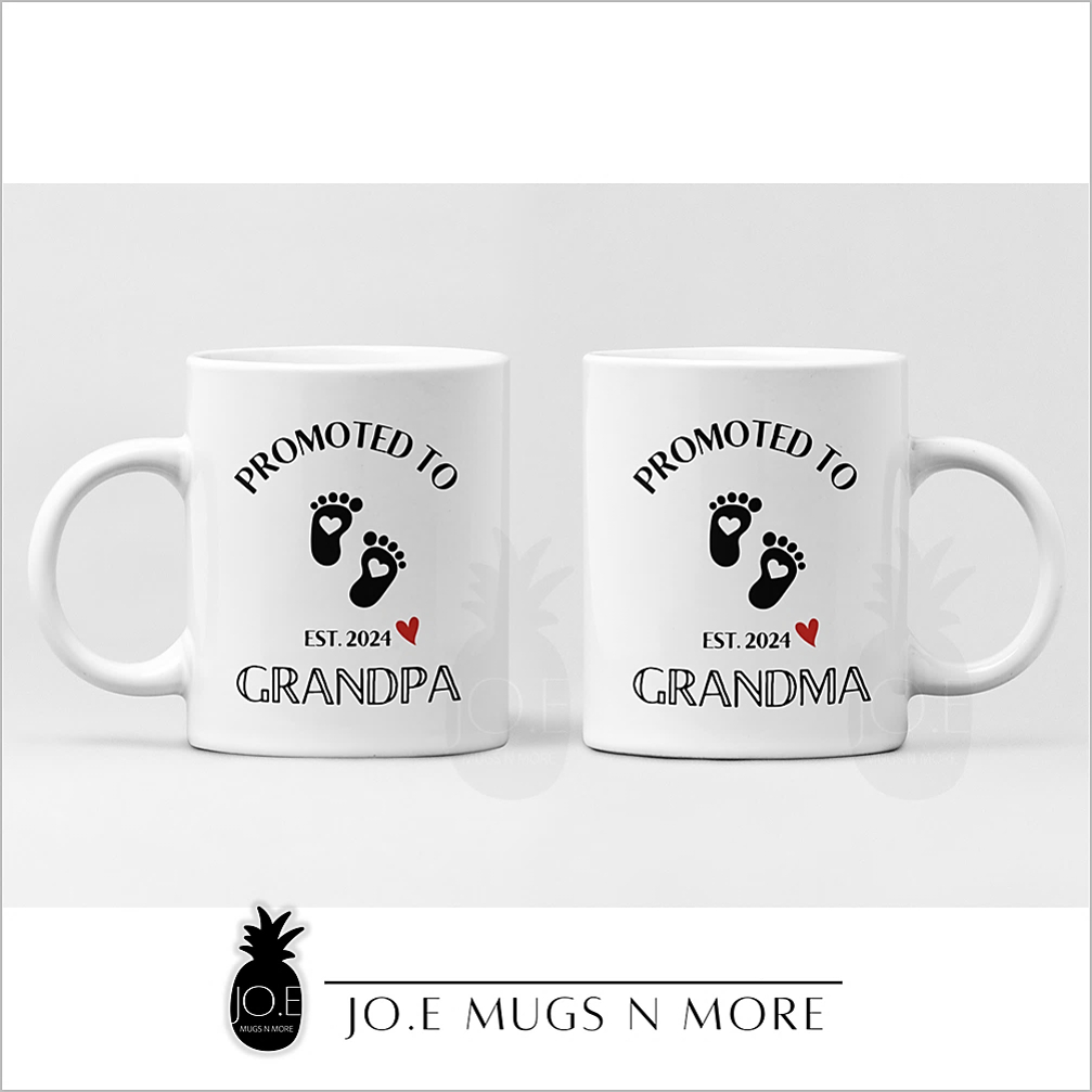 M118A JO.E CUSTOM NAME PROMOTED TO GRANDPA GRANDMA MUG CUP PERSONALISED