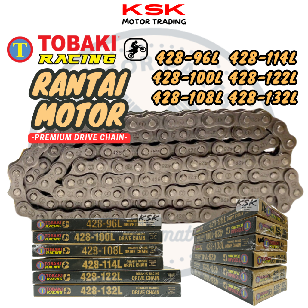 TOBAKI CHAIN RANTAI มอเตอร์ 428 96L 100L 108L 114L 122L 132L 110 120 132 LC135 Y15 EX5 WAVE125 RS150