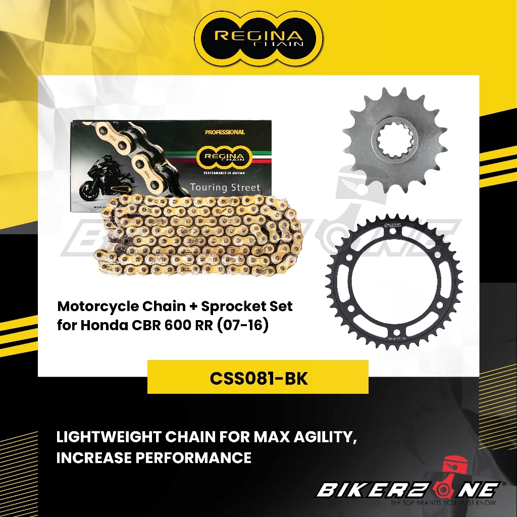REGINA Chain 525ZRT-112 + S-TEEL Sprocket Set for Honda CBR 600 RR by Bikerzone Official Store