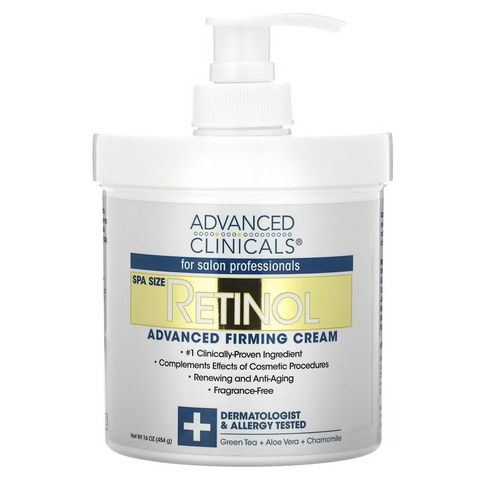 Advanced Clinicals, Retinol, Advanced Firming Cream, Fragrance Free, 16 ออนซ์ (454 กรัม)