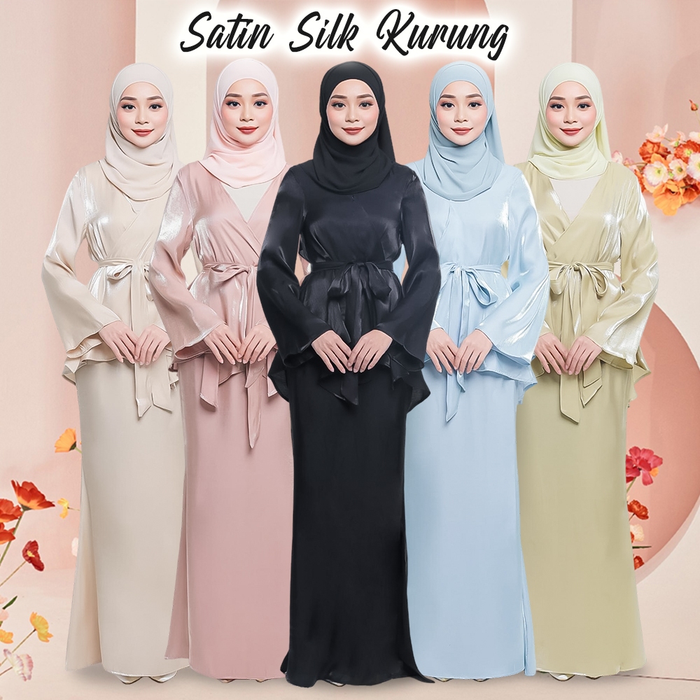 Baju Kurung Ironless Kurung Baju Kurung Moden Muslimah Kurung kedah Wuduk Friendly Women Premium Satin Kurung