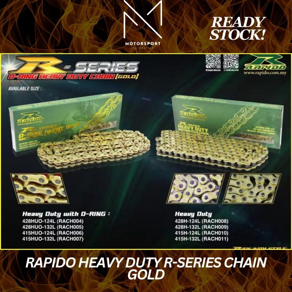 RAPIDO CHAIN O-RING CHAIN HUO 428-132L/428-124L/415-132L/415-124L CHAIN 428 HEABY DUTY